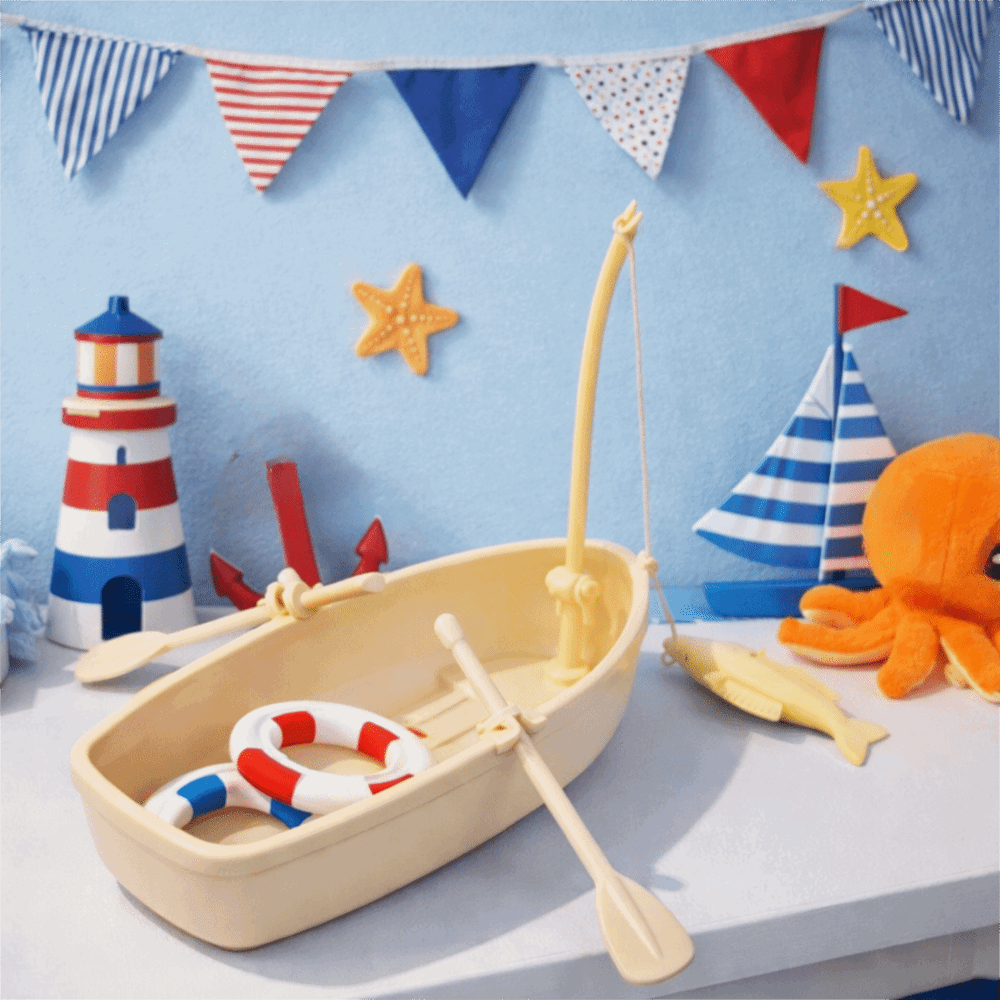Fishing Boat Trailer - Mini Barca Galleggiante in Plastica Stile